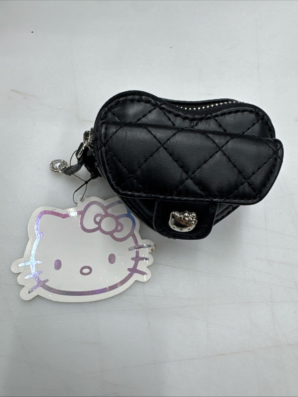 Forever 21 x Hello Kitty Heart Coin Purse Wristlet - Black (NEW WITH TAGS)